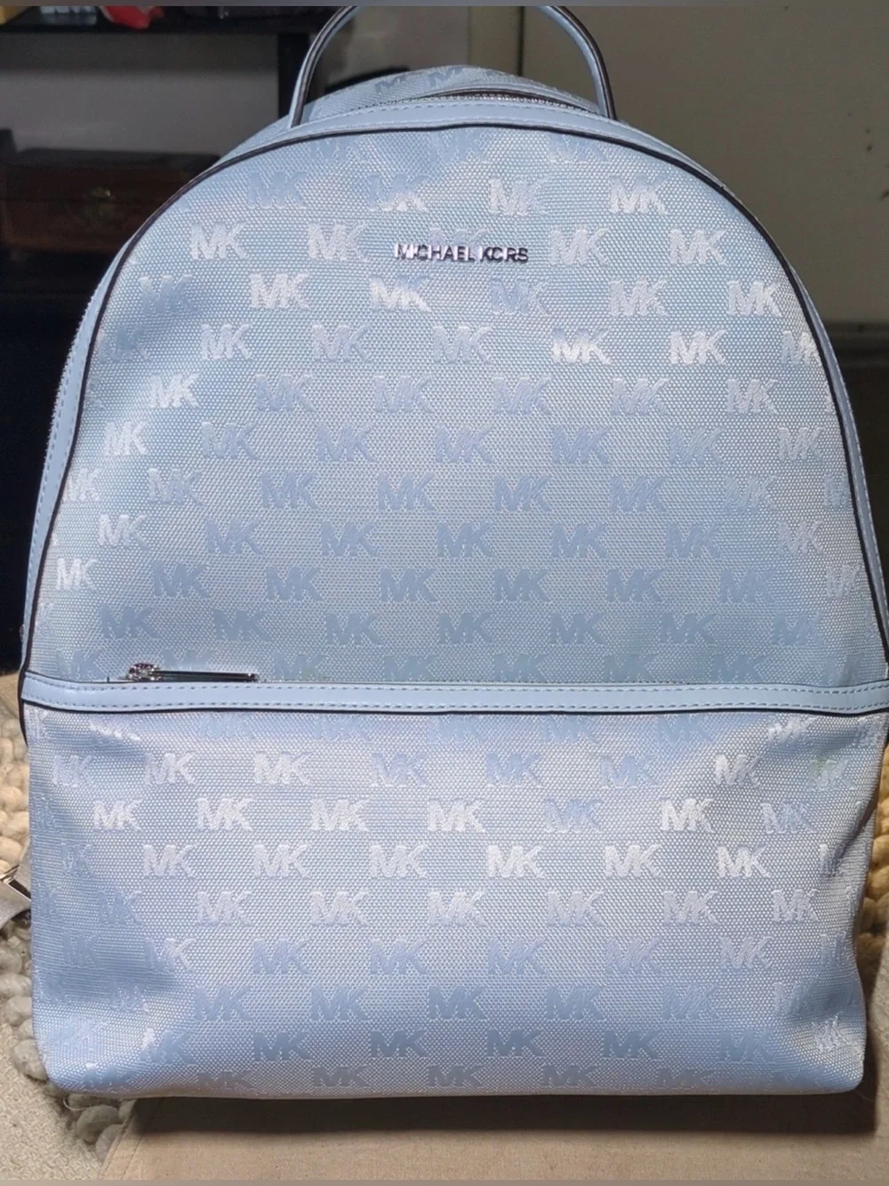 Michael Kors Pale Blue MK Logo Backpack